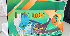 GolfUrkunde für langjährige Mitgliedschaft Wandtafel